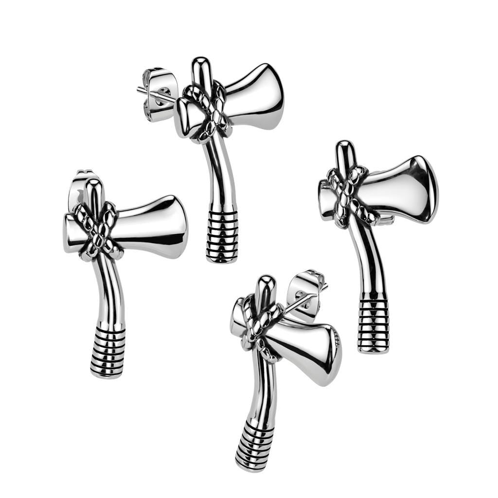 Stainless Steel Axe Post Earrings