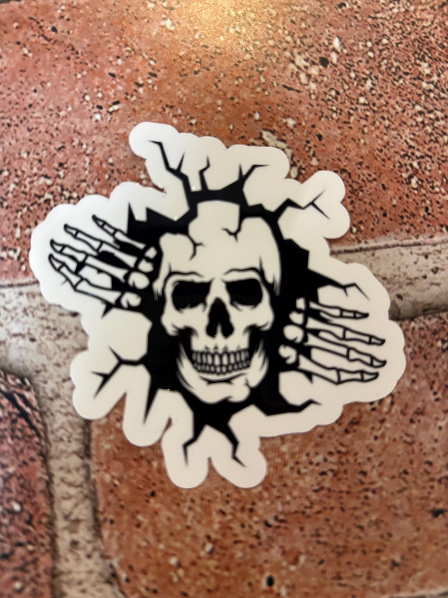 Skeleton Crashing Through the Wall Sticker