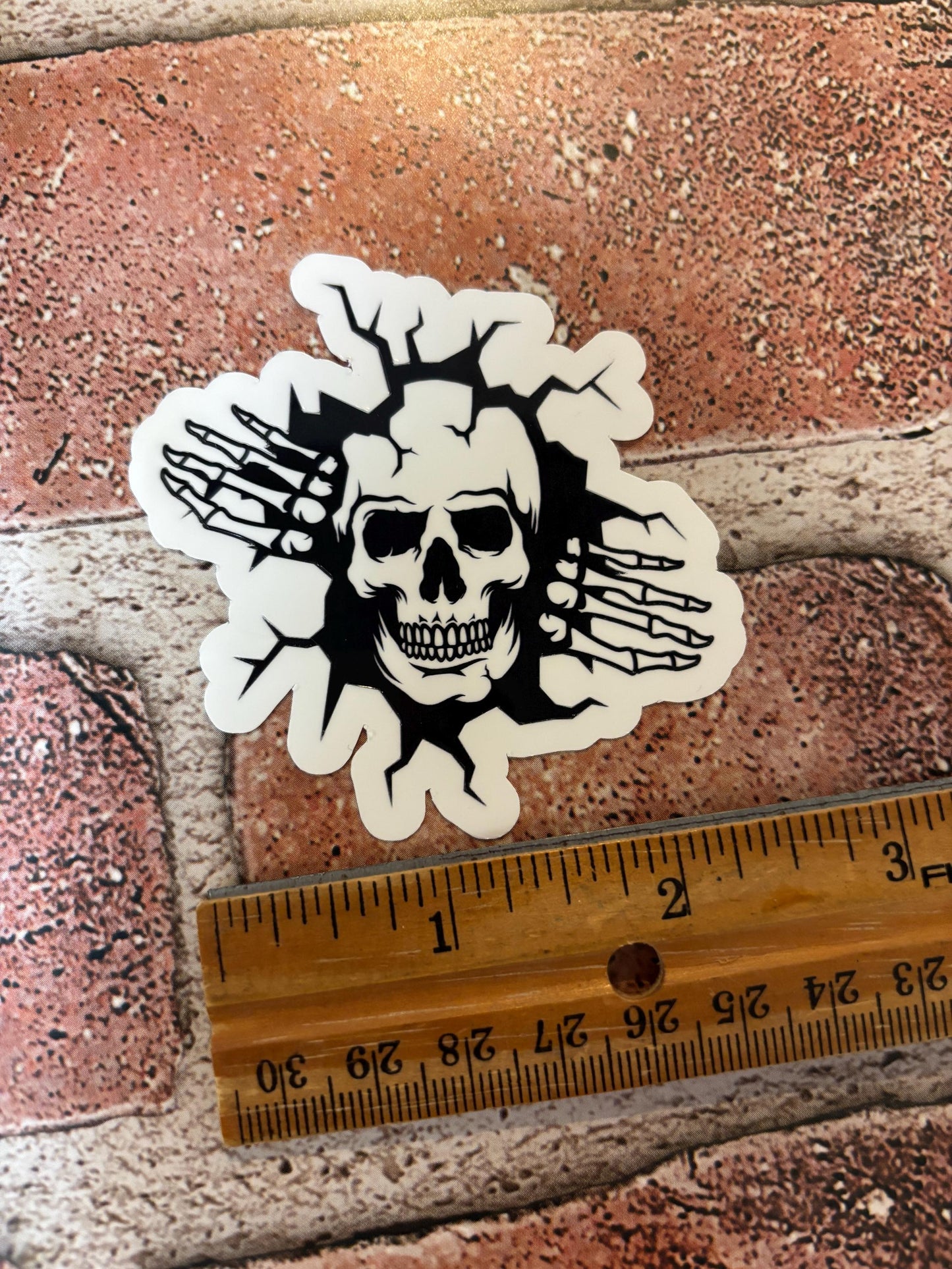 Skeleton Crashing Through the Wall Sticker
