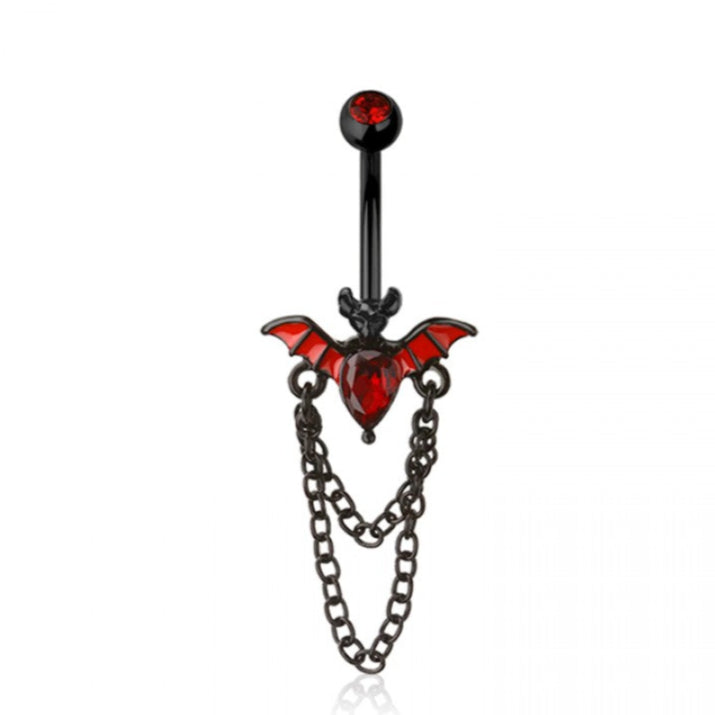 316L Surgical Steel CZ Bat Dangle Belly Ring