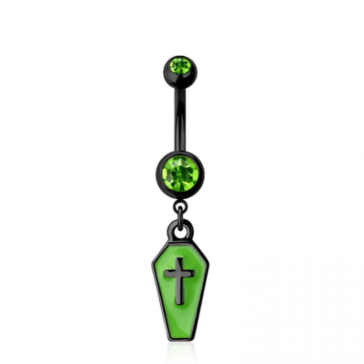 316L Surgical Steel Coffin Dangle Belly Ring