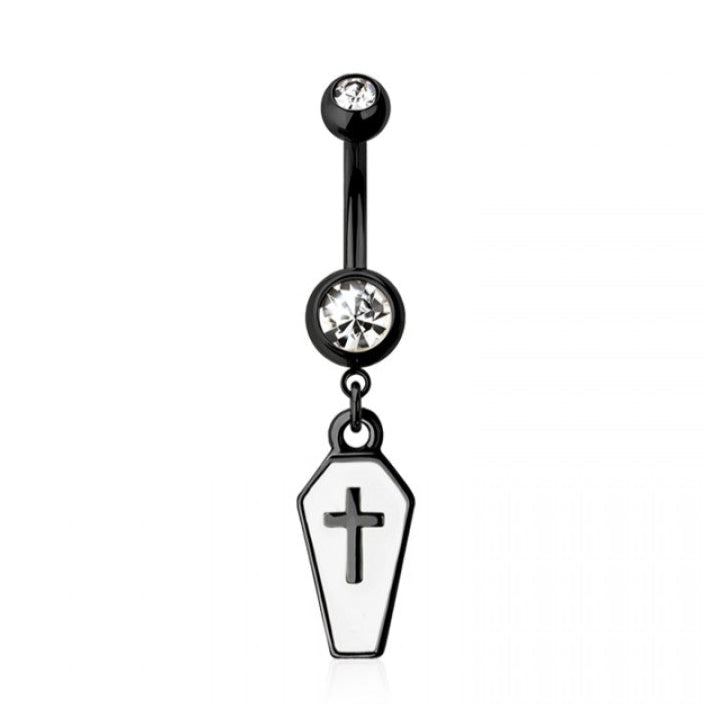 316L Surgical Steel Coffin Dangle Belly Ring