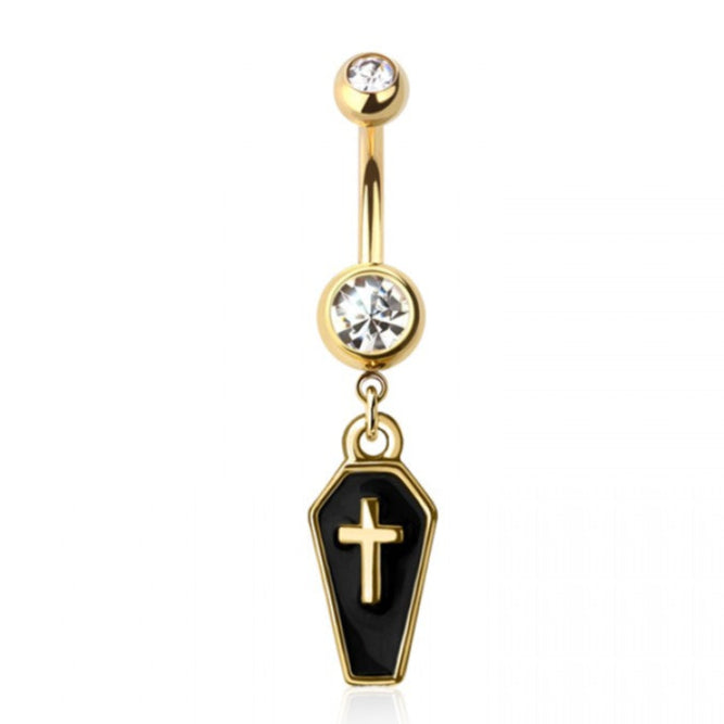 316L Surgical Steel Coffin Dangle Belly Ring