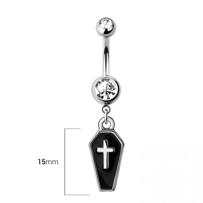 316L Surgical Steel Coffin Dangle Belly Ring