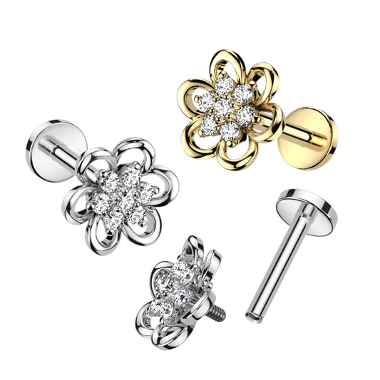 Hollow Flower Internally Threaded Labret