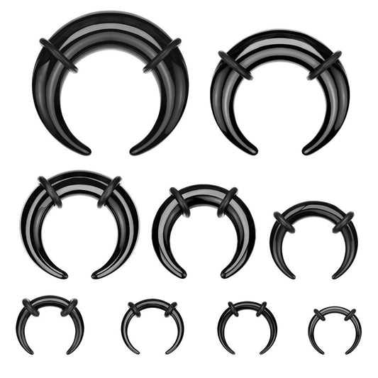 Black Acrylic Bull Taper, Pincher with 2-Black O-Rings, Body Jewelry, Piercing Jewelry, Ear Lobe Stretching, Unisex