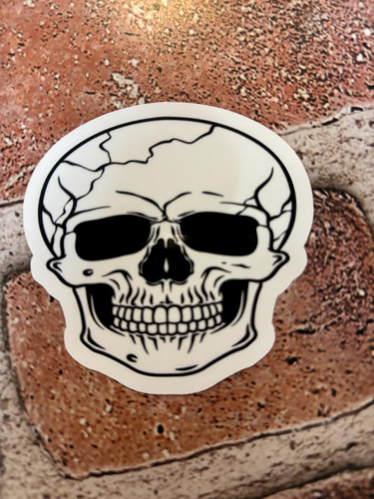 Cracked Skull Sticker