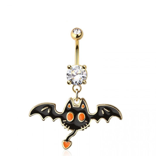 316L Surgical Steel Cat Bat Dangle Belly Ring