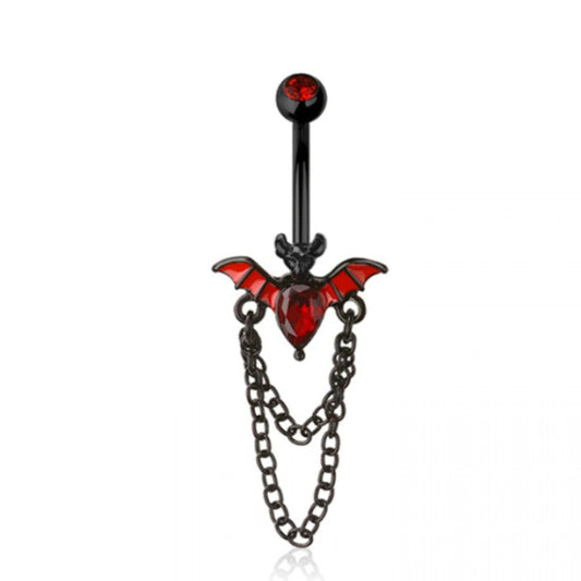316L Surgical Steel CZ Bat Dangle Belly Ring