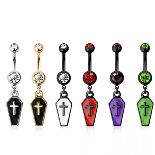 316L Surgical Steel Coffin Dangle Belly Ring