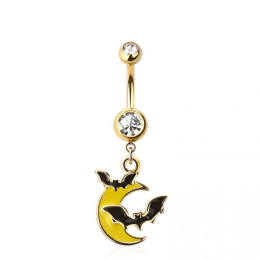 316L Surgical Steel Bat, Moon Dangle Belly Ring